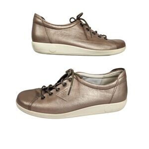 ECCO Women's Soft 2.0 Brogues Lace Up Sneakers Rose Gold EU 38 US 7 Casual Shoe